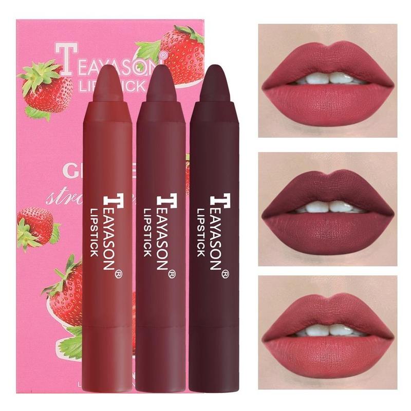 Long-lasting Matte Lipstick, 3pcs set Waterproof Easy Coloring Lip Sticks, Moisturizing Matte Lipstick, Suitable for All Occasions Lip Makeup, Hydrating Lipgloss, Girls and Women Makeup Accessories