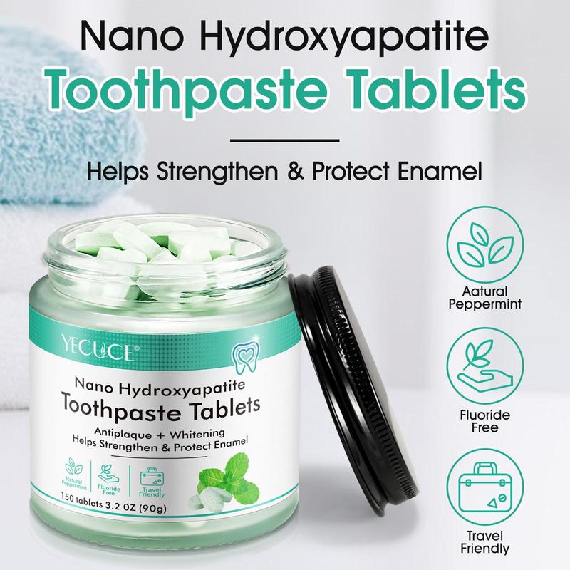 Nano Hydroxyapatite Toothpaste Tablets, 1 2 Boxes Natural Mint Flavor Toothpaste Pills, Dental Care Product for Home & Travel, Christmas Gift