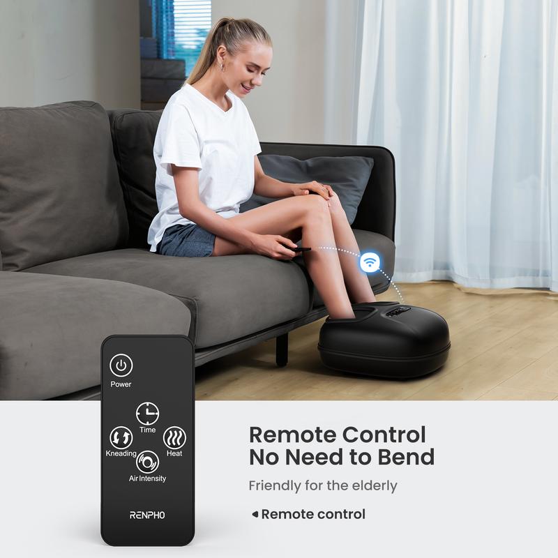 RENPHO Shiatsu Foot Massager Machine with Heat, Deep Kneading Therapy Foot Massager with Air Compression for Circulation and Fatigue Relief, Christmas Gifts, Size Up to 11