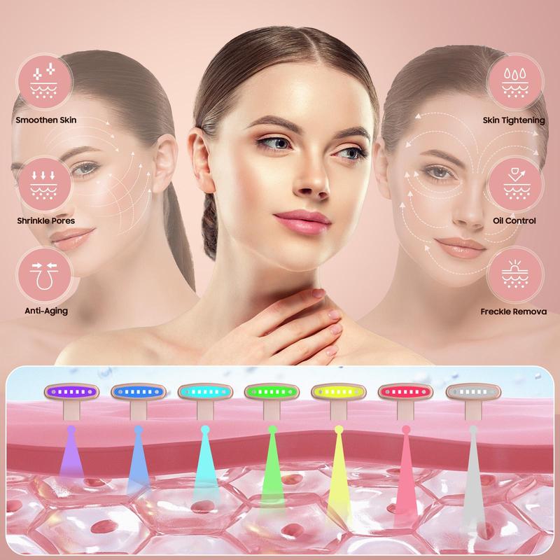 Neck&Face Skin Lifting&Firming Skincare Massager, 7-in-1 Facial Beauty Tool, Portable SkinCare, 7 Color Ficial Massage Tool, 1 Count Neck Beauty Product,