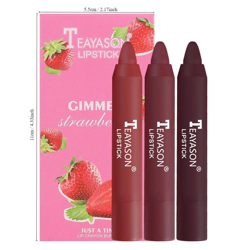 Long-lasting Matte Lipstick, 3pcs set Waterproof Easy Coloring Lip Sticks, Moisturizing Matte Lipstick, Suitable for All Occasions Lip Makeup, Hydrating Lipgloss, Girls and Women Makeup Accessories