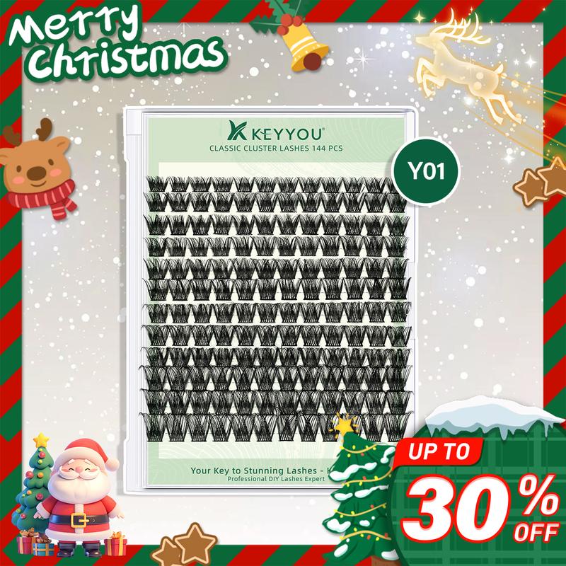 Christmas Gift KEYYOU DIY Lash Clusters Volume Lash Extensions Wispy Comfortable Cluster Lashes Eyelash Extensions Makeup Cosmetic Easy DIY at Home