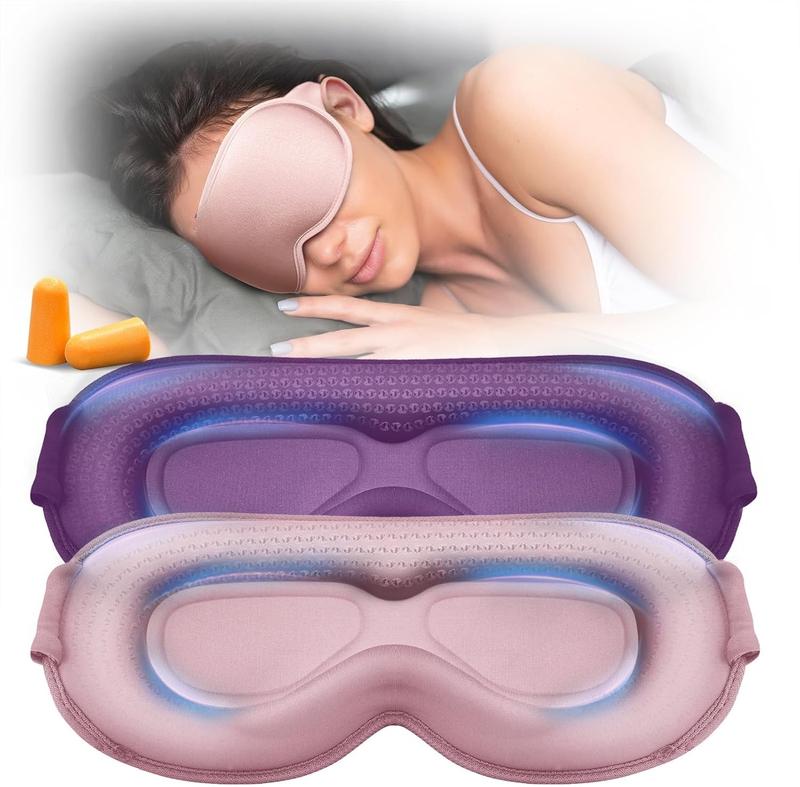 Weighted Sleep Mask 2 Pack, 3D Contoured Sleep  for Women Men,  Blackout Eye Mask for Sleeping, Eye Mask for Travel, Meditation, Airplane,  , Adjustable Strap Black Blue