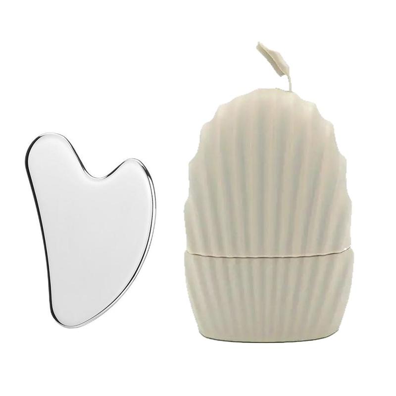 Shell Shaped Ice Face Roller & Stainless Steel Heart Shaped Gua Sha Board, 2 Counts set Face Massage Tool, Skin Care Tool for Women