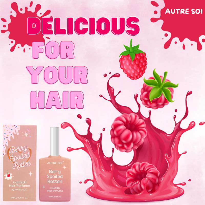 AUTRE SOI Hair Perfume- Confetti Berry Spoiled Rotten with natural fragrance oil Blend 100ML 3.38FL OZ, SWEET&FRUITY Scent hair perfume for all hair type for Scented Haircare Raspberry Aroma adore personal perfume