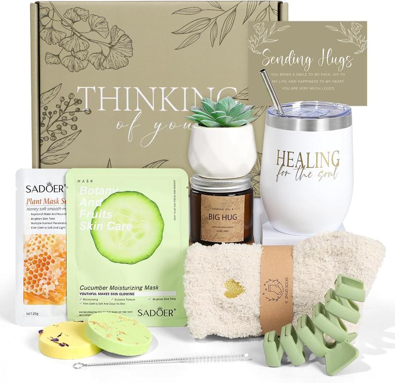 Thinking of You Care Package for Women - Get Well Soon Gift Basket for Sick Friend After Surgery Gifts Feel Better Gifts for Women, Sympathy Gift Baskets Sending Hugs, Self-Care Spa Gifts for Women