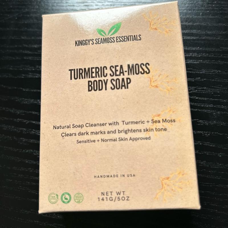 3-Pack Turmeric & SeaMoss Brightening Soap with Lemon Peel Powder and Manjistha Powder, Dark Spot Remover Body Care Bar