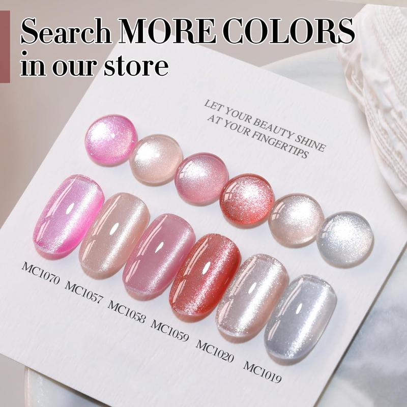 0.5 OZ Cat Eye Gel Polish with Magnet 15ML Holographic Glitter Shimmer Translucent Jelly Color Magnetic Nail Polish Salon DIY at Home (MC1057) jellybean sweetsnails