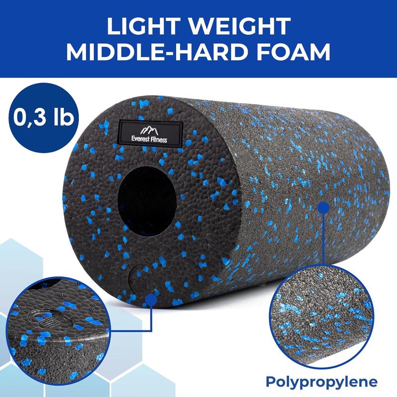 Foam Roller - Medium Density Level - Foam Rollers for Back Pain or Muscle Masse - Physical Therapy Roll for Legs or Body - Deep Tissue Masse - Black Blue