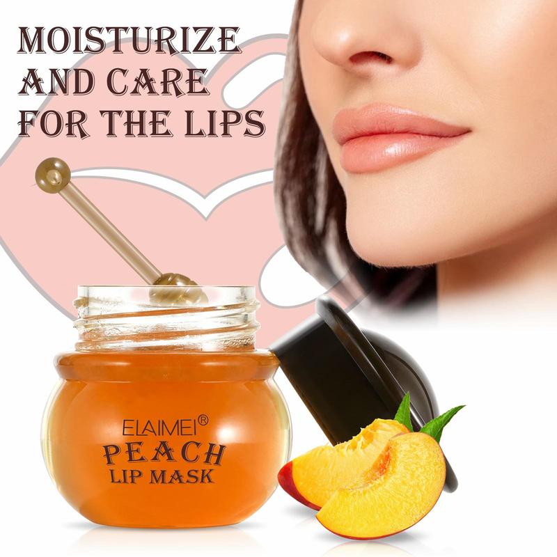 Sugar Lip Scrub & Honey Lip Mask & Peach Lip Mask, 3 Counts set Moisturizing Lip Care Set, Lip Exfoliating Scrub, Lip Care Product for Women & Girls