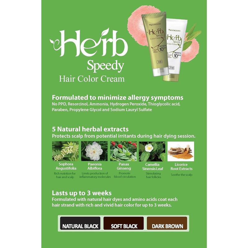 Herb peedy Color Cream D Free (Natural Black, 1 pack) Korean Herbal Ammonia Free Vegan Hair Dye un rotection Odorless No more Eye and calp Irritations From Coloring For ensitive calp