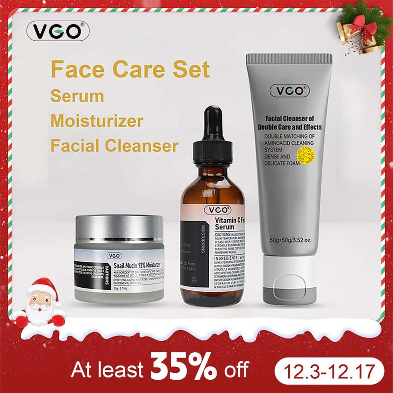 VGO-Vitamin C Serum, Moisturizer, and Facial Cleanser Set Cleansing Moisturizing Suitable for sensitive skin-Live Skincare Radiance-B-Allin