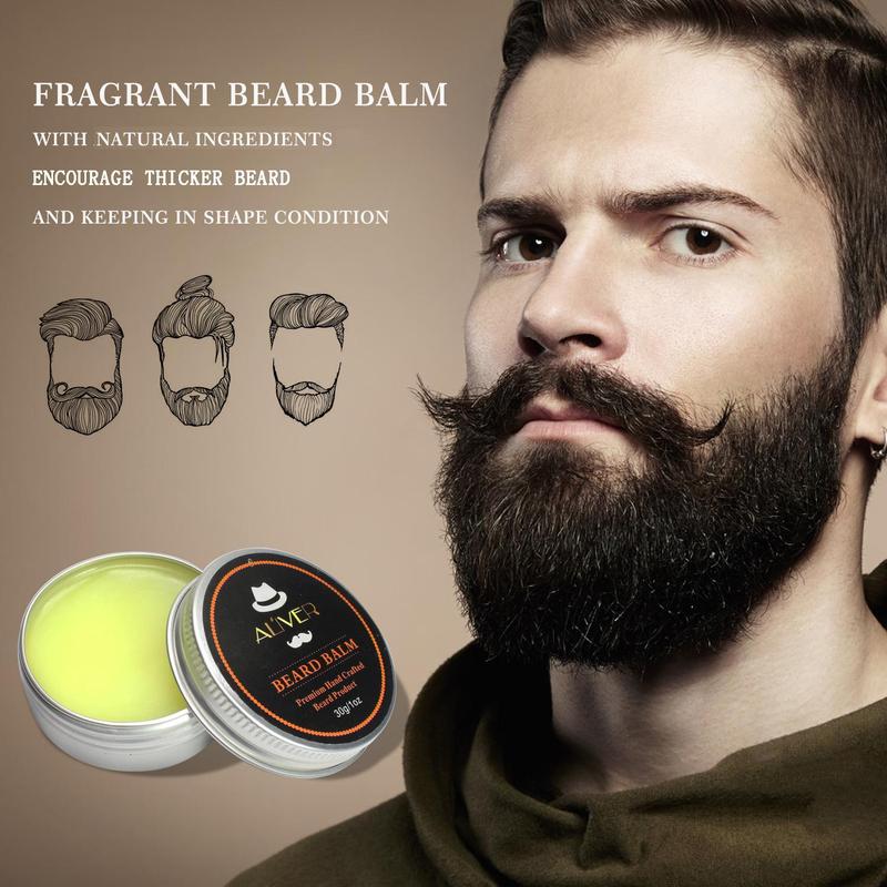 Men's Beard Care Kit, 6 Counts set Beard Comb & Brush & Double Comb & Scissors & Beard Oil & Beard Cream with Drawstring Cloth Bag, Gift Box