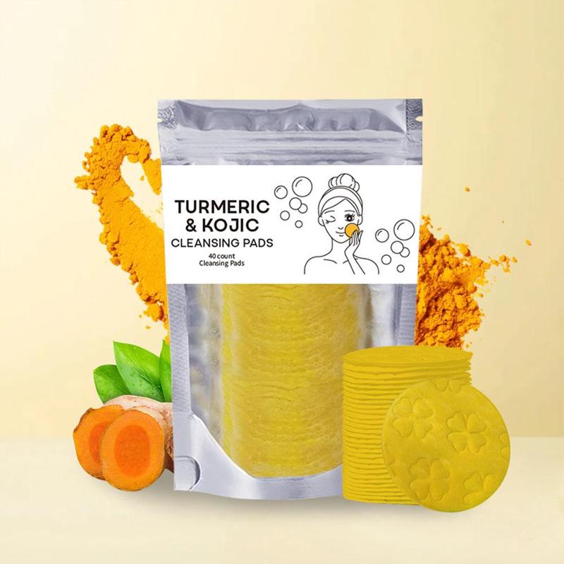 Turmeric Kojic Acid Cleansing Pad & Soap Set, 3 Counts Brightening Soap & 2 Packs Cleansing Pads & Foaming Net, Body Wash & Soap for Men & Women