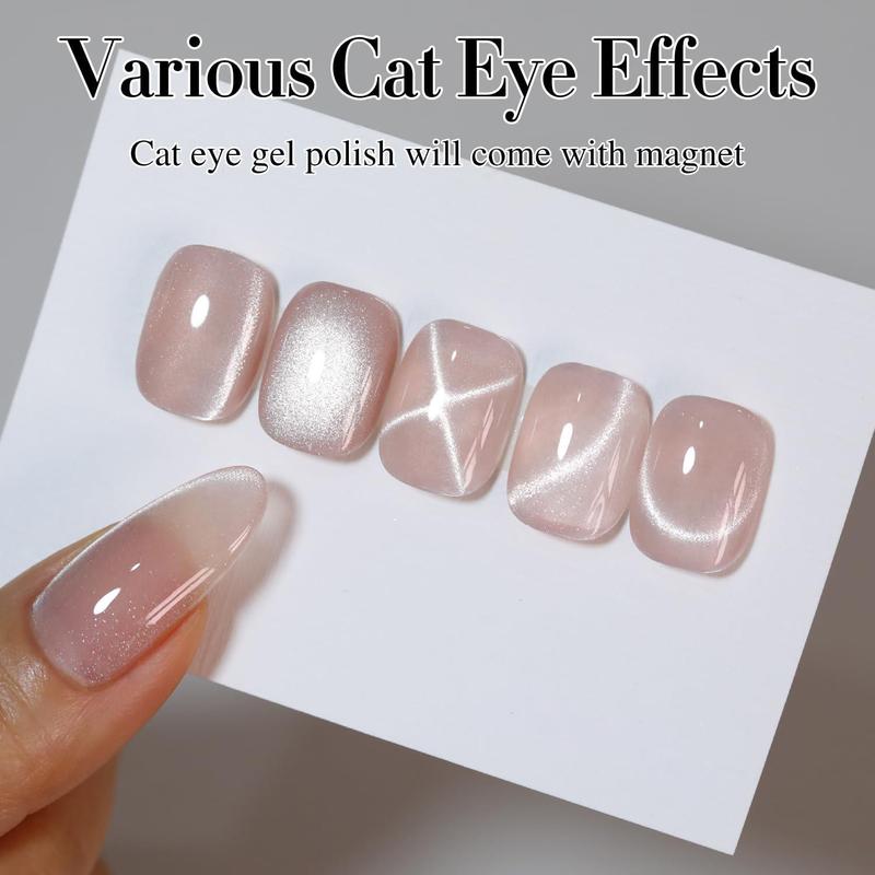 0.5 OZ Cat Eye Gel Polish with Magnet 15ML Holographic Glitter Shimmer Translucent Jelly Color Magnetic Nail Polish Salon DIY at Home (MC1057) jellybean sweetsnails