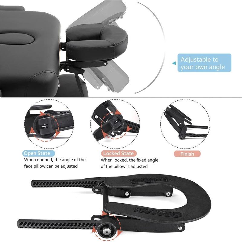 Adjustable Massage Table Face Cradle & Cushion, Universal Beauty Spa Massage Bed Headrest Cradle with Face Pillow, Massage Equipment Headrest Platform Head Support for Home Massage Kit