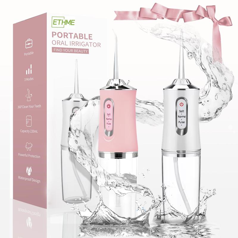 Christmas Gift Rechargeable Pink Burst Water Flosser Portable Teeth Cleanser for Braces, Oral Dental Irrigator Cordless Waterproof Cleaning Tool