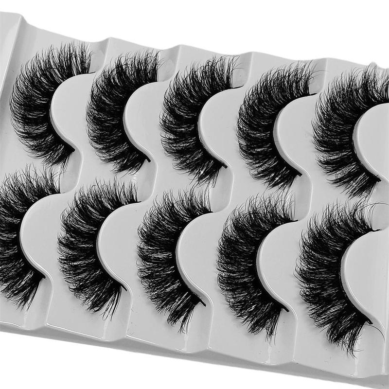 3D False Eyelashes, 5 Pairs set Faux Cluster Natural Curling Eyelashes, Full Volume Fake Eyelash for Lashes Extensions, Volumized False Eyelashes for Women and Girls Eye Makeup Enhancement