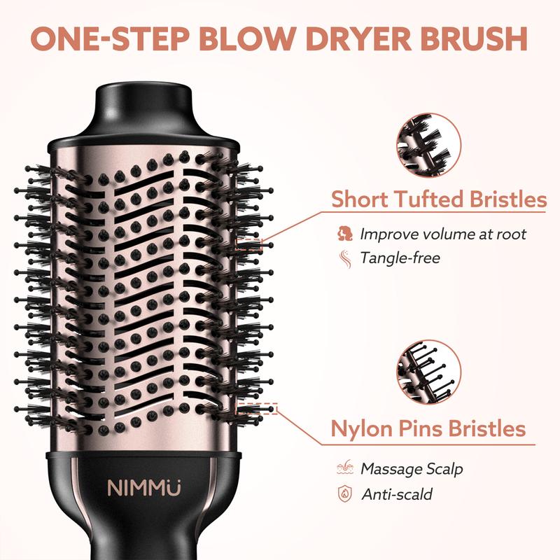 NIMMU Blow Hair Dryer Comfort Comb Multifunctional Negative Ion Anti-frizz Ceramic Titanium Barrel Hot Air Straightener Brush Fast Drying Smooth Hair Styling Tool, Hairdressing Volumizing, Halloween Christmas Fall Winter Girlfriend Women Birthdays Gifts