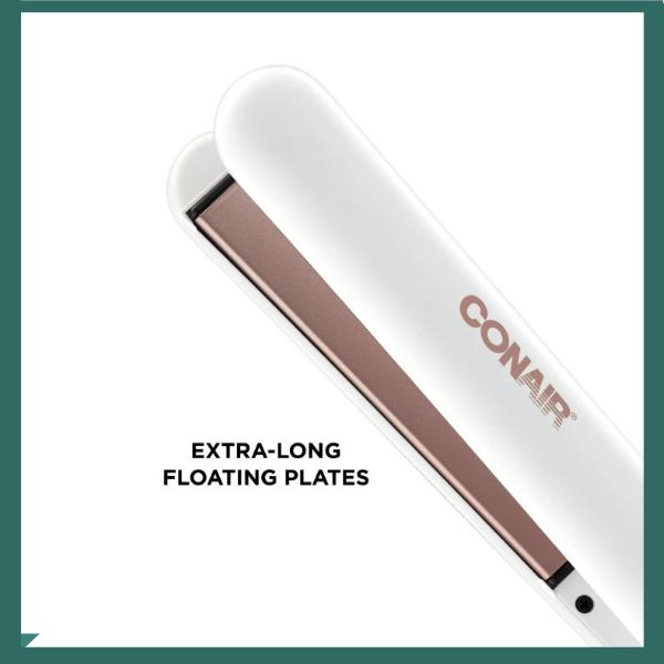 Conair Double Ceramic Flat Iron, 1.0-Inch, Straight & Shine, For All Hair Types and Textures, Rose Gold CS221N