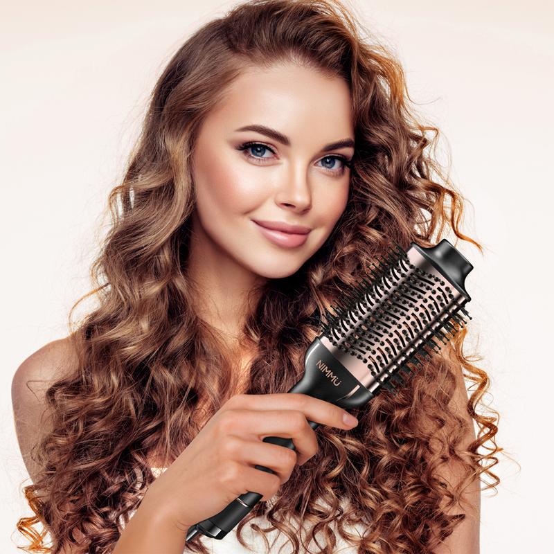 NIMMU Blow Hair Dryer Comfort Comb Multifunctional Negative Ion Anti-frizz Ceramic Titanium Barrel Hot Air Straightener Brush Fast Drying Smooth Hair Styling Tool, Hairdressing Volumizing, Halloween Christmas Fall Winter Girlfriend Women Birthdays Gifts