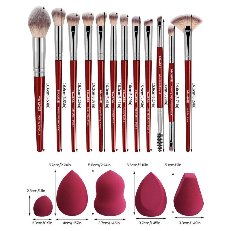 Professional Makeup Brush Set with Storage Box, 20pcs set Makeup Brush & Makeup Sponge, Portable Makeup Tools with Soft Fiber, Gift for Women & Girls