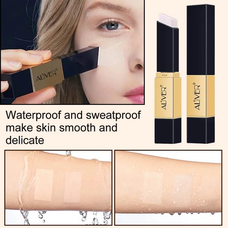 (2 Pack) TLM Color Changing Liquid Foundation + Aliver Concealer Stick,Flawless Makeup Base Concealer Cover SPF15 TLM