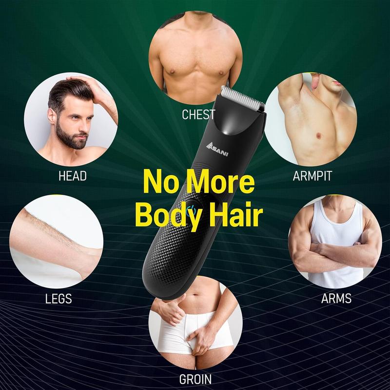 Men's Body Hair Trimmer - Rechargeable Grooming Tool with Ceramic Blade, LED Light, Waterproof Design, Electric Shaver for Wet Dry Use, Ideal for Chest, Back, Groin Hair Care shaver electric  comb