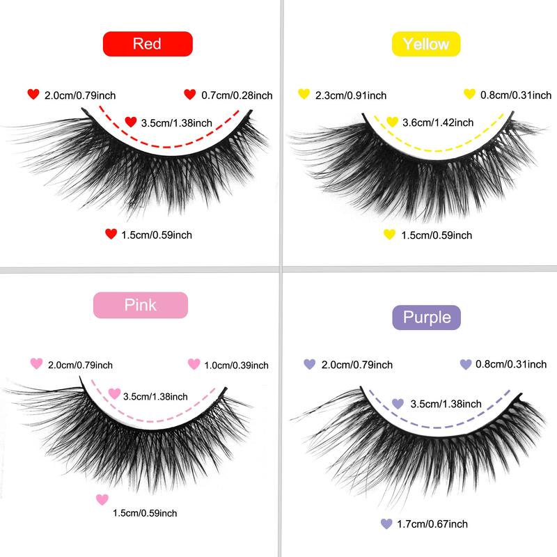 Fluffy False Eyelashes, 24 Pairs Natural Look Eyelash Extensions, Self Grafting Curl Eyelashes, Eye Makeup Enhancement False Eyelashes for Women & Girls