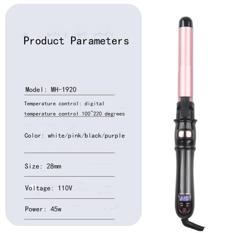 28mm Hair Curling Iron, Portable Hair Curler Wand with LED Display, Hair Styling Tool for Summer Gifts, Lightweight Curlers