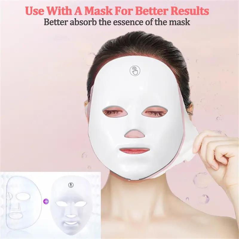 7 Color Touchable Led Facial Mask, USB Rechargeable Skin Care Mask, Professional Skincare Tools For Women, Facial Comfort Beauty Instrument for Spring