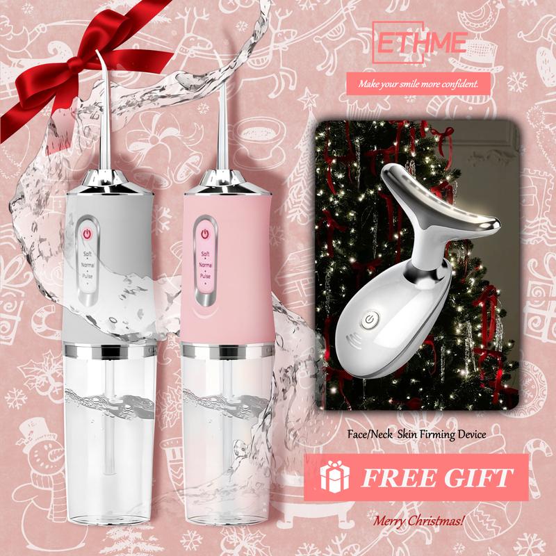 Christmas Gift Rechargeable Pink Burst Water Flosser Portable Teeth Cleanser for Braces, Oral Dental Irrigator Cordless Waterproof Cleaning Tool