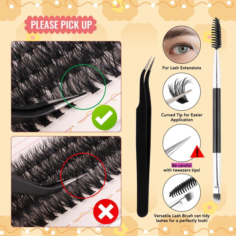 Individual Lashes Set, 1 Set Natural-looking Fluffy Eyelash Extensions, Professional Eyelash Set, Eyelash Extension Set, Eyelash Set, Cosmetic Products