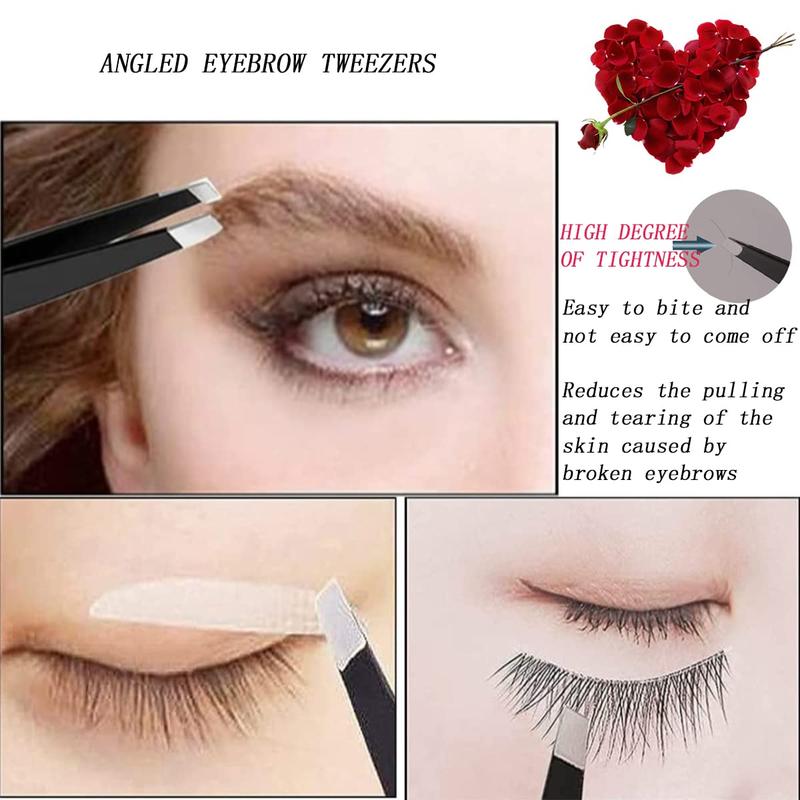 6-piece stainless steel eyebrow kit with multiple tools for eyebrow shaping and false eyelash application. Lightweight Makeup Cosmetic Gift