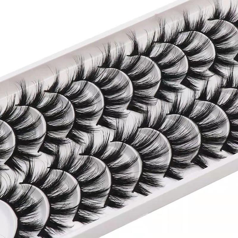 Naturally Grafted Eye Makeup Strip Lashes for Eyelash Extensions, 10 Pairs 3D Fluffy Crossed Type False Eyelashes, Full Volume Eyelash for Lashes Extensions, Christmas Gift