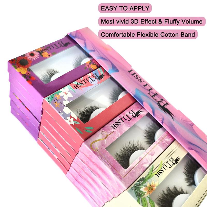 Fluffy False Eyelashes, 24 Pairs Natural Look Eyelash Extensions, Self Grafting Curl Eyelashes, Eye Makeup Enhancement False Eyelashes for Women & Girls