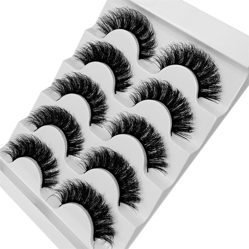 3D False Eyelashes, 5 Pairs set Faux Cluster Natural Curling Eyelashes, Full Volume Fake Eyelash for Lashes Extensions, Volumized False Eyelashes for Women and Girls Eye Makeup Enhancement