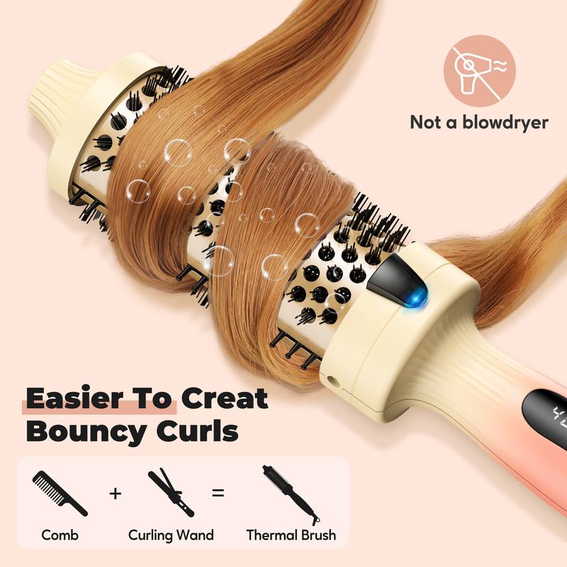 FARERY Curling Iron Brush Ceramic, Digital Display 9 Temps Thermal Brush, Dual Voltage