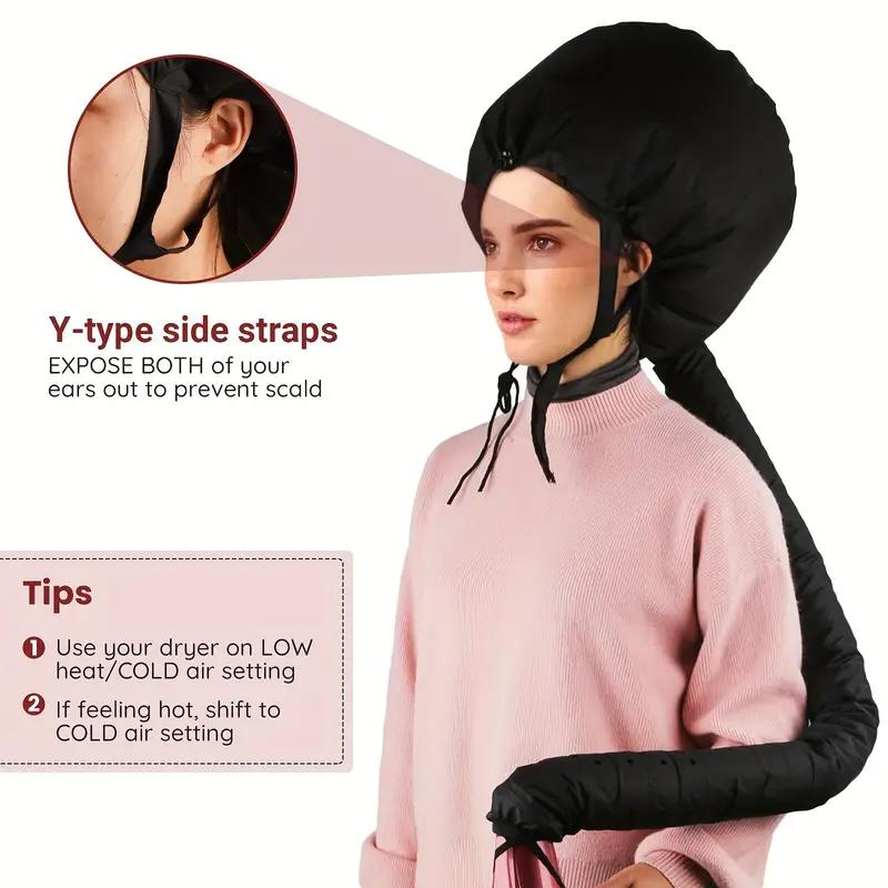 Bonnet Hair Dryer Attachment - Extra Large Hooded Adjustable Soft Blow Dryer Cap for Natural Curly Textured Hair Care Styling, Fast Drying, Easy to Use