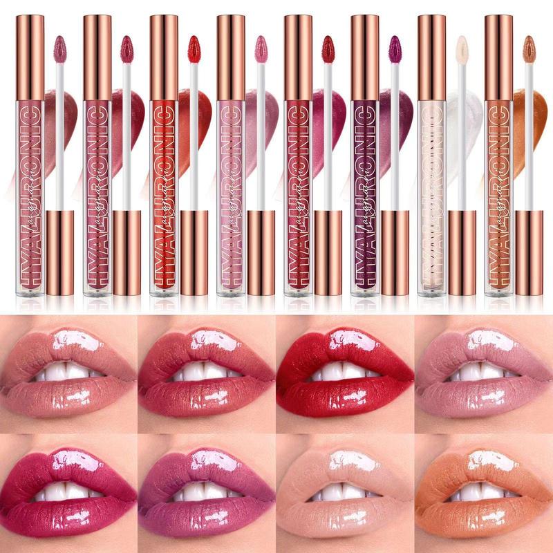 3ml Hyaluronic Acid Shimmer Lip Gloss, 1 Count Tinted Moisturizing Liquid Lip Balm, Glossy Lip Glaze Stick, Plumping Lip Oil Lip Stick for All Occasions Makeup, Girls and Women, Christmas Gift