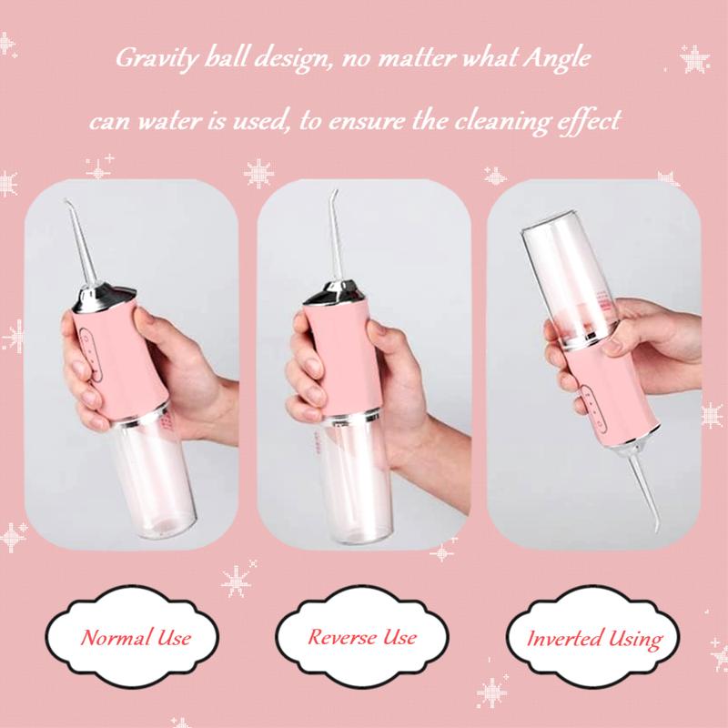 Christmas Gift Rechargeable Pink Burst Water Flosser Portable Teeth Cleanser for Braces, Oral Dental Irrigator Cordless Waterproof Cleaning Tool