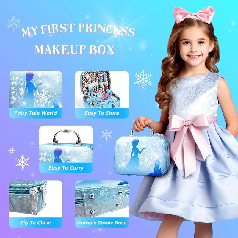 Kids Makeup Kit , Frozen Makeup Set , Real Washable Makeup Kit for Girls, Birthday Christmas Princess Gifts for Girls Kids Toddlers