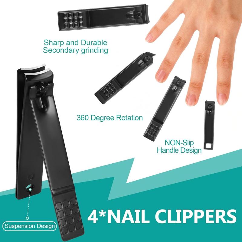 Manicure Set Professional Nail Clipper Kit 26 Pieces Nail Care Tools for Travel & Grooming (Black) stainless steel acrylic automatic Durable Big Opening Nail Clipper Electric Nail Clipper with Polishing Tool affordable anti-splash Jaw Nail Clipper set man