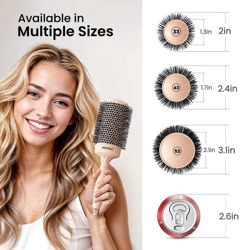 AIMIKE Round Brush for Blow Out, Large Round Hair Brush w Nano Ion Thermal Ceramic Tech, Professional Round Brush for Blow Drying & Styling, Maximum Volume and Shine