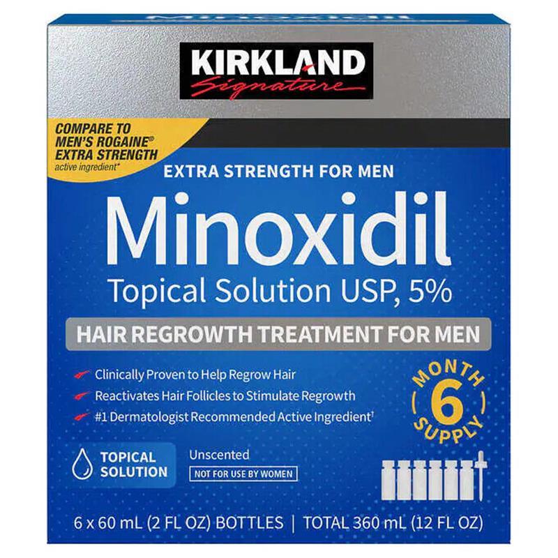 1 to 12 Months Supply Kirkland Minoxidil 5% Extra Strength Men Hair Regrowth Hair Care Serum