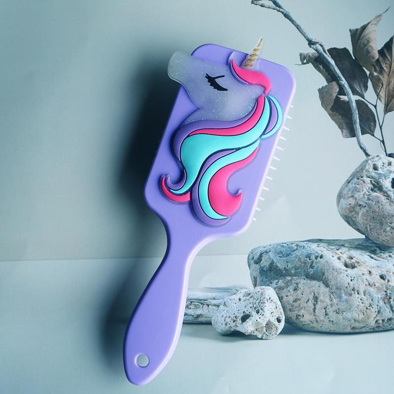 Cartoon Unicorn Design Comfort Hair Care Hair Brush, 1 Count Wet & Dry Haircare Detailing Comb, Scalp Massage Tools