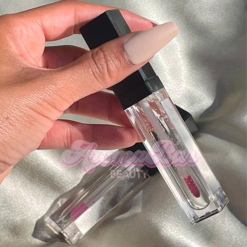 Color Changing Lipgloss in Black LED Wand Tubes - Retail Lipstick Makeup Clear Mirror Cosmetic Glossy Lip Care Multicolor