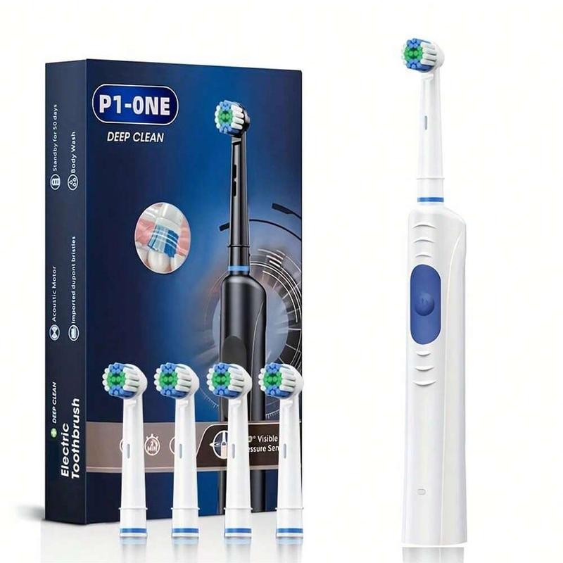 Portable USB Rechargeable Electric Toothbrush Set, 1 Set Toothbrush with Replacement Heads, Intelligent Deep Cleaning Toothbrushes for Adults