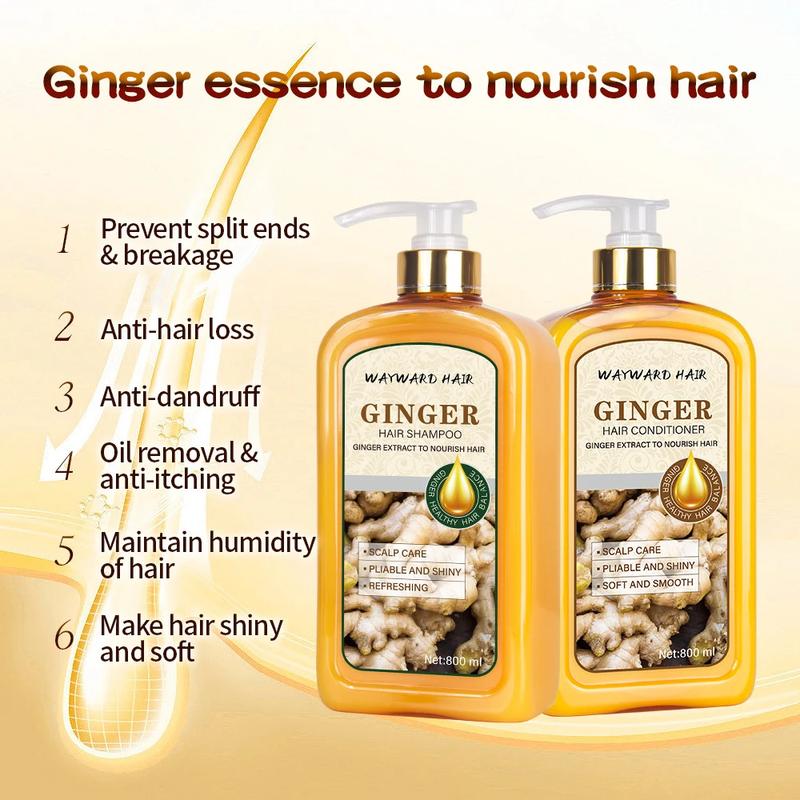 Ginger Shampoo and Conditioner Infused High-Quality Boost Hair Growth and Combat Hair Loss Haircare Pack Repair Cleansing Cleanser Comfort