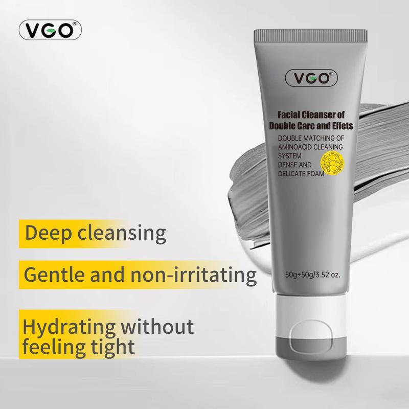 VGO Vitamin C Facial Serum Essence And Snail Mucin 92% Moisturizer and Facial Cleanser of Double Care and Effets SkinCare Set Moisturizing Hydrating Hydrate Moisture Skincare Gentle Hyaluronic Comfort